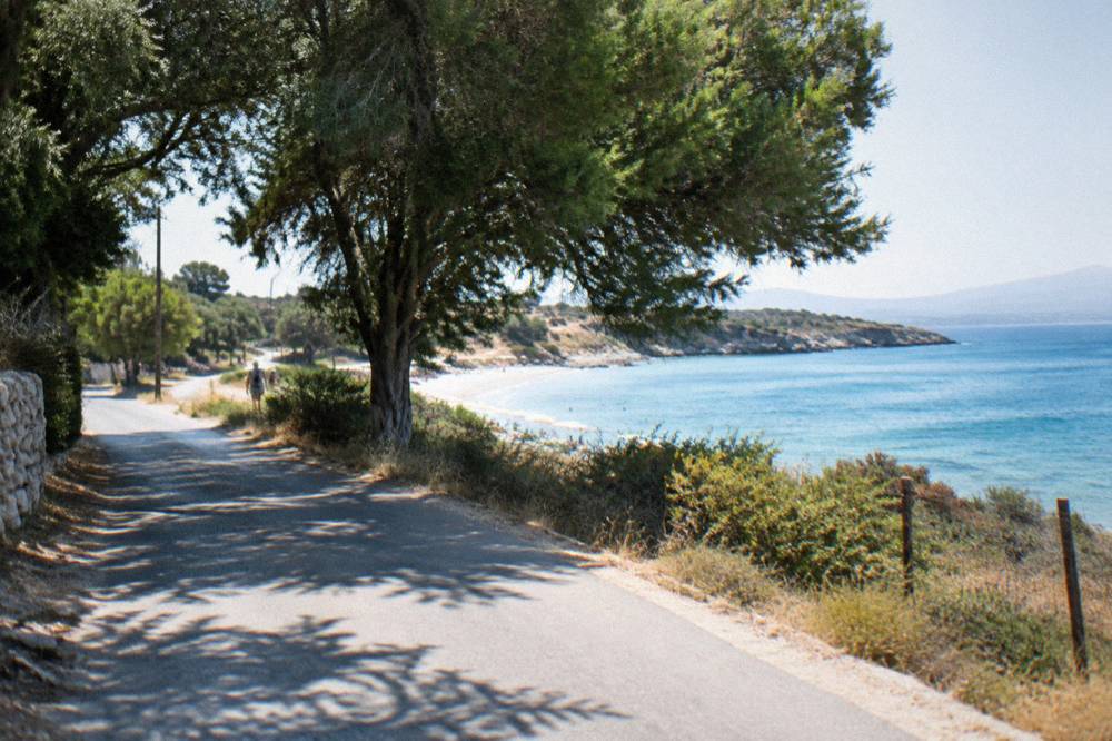 A quiet country road on the Akrotiri peninsula between Chania and Kalathas Beach
