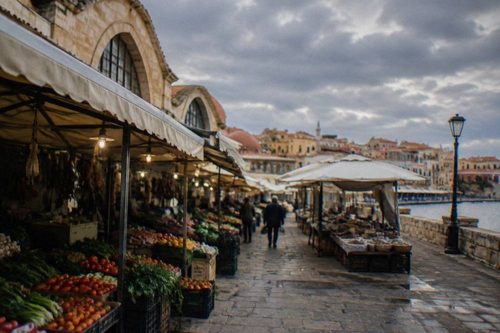 Clouds gathering over the rooftops of Chania Old Town in late autumn